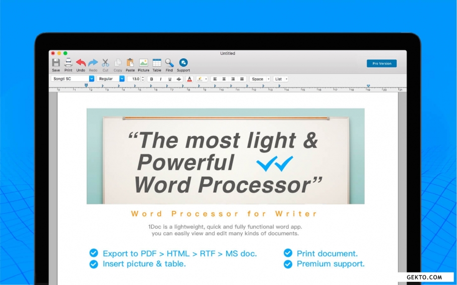 1doc: word processor for writer 1.1.2. Screenshot №1