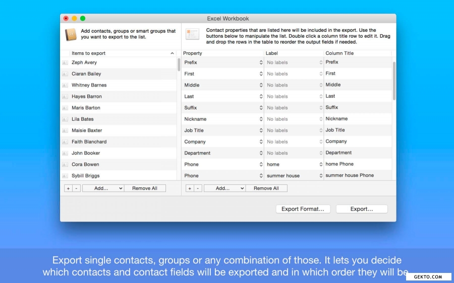 Exporter for contacts 1.11.2. Screenshot №2
